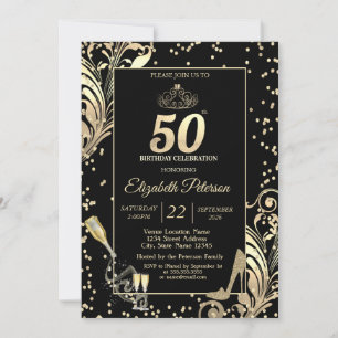 Convite Saltos Brilhantes Tiara Diamantes Espirais 50º Ani