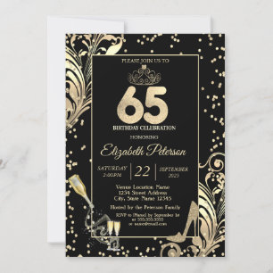 Convite Saltos Brilhantes Tiara Diamantes Espirais 65º Ani