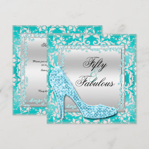 Convite Saltos de salto alto Glitzy, Diamantes & Damask Fa