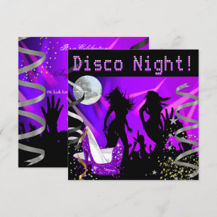 Convite Saltos Purpura Noite de Disco Dourado Preto Brilho