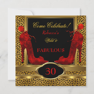 Convite Saltos Vermelhos Fabulosos de Leopardo Selvagem 30