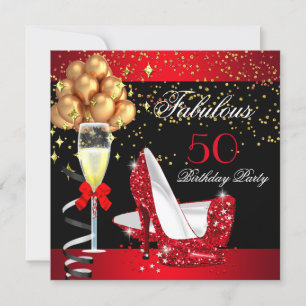 Convite Saltos Vermelhos Fabulosos Dourado Preto Aniversár