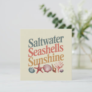 Convite Saltwater Seashells Sunshine Summer Férias de Prai