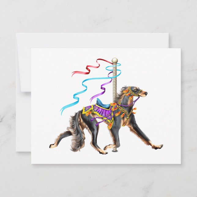 Convite Saluki Carousel Black & Tan (Frente)