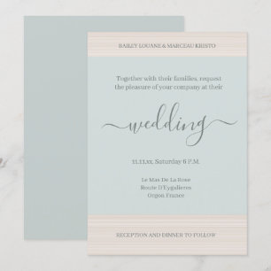 Convite Salva Azul Elegante Casamento Chic De Grãos De Mad