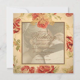 Convite Salva de casamento personalizada de rosa vermelha 