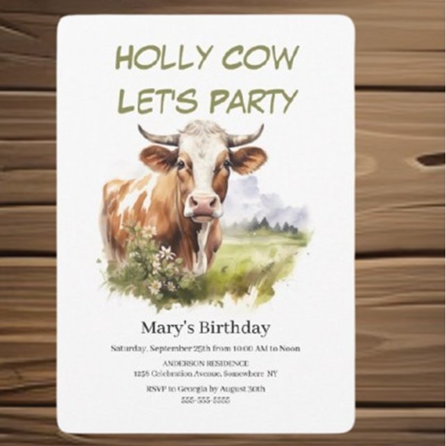 Convite salvar a data 50ª vaca de aniversário (Celebrate a milestone with our charming 50th Birthday cow invitation!)