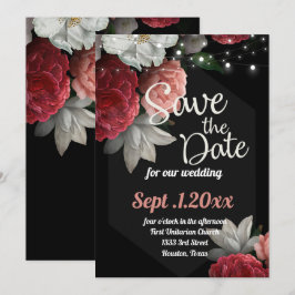 Convite salvar a data Burgundy floral string light