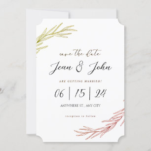 Convite Salvar a Data Casamento Pretty Leaf