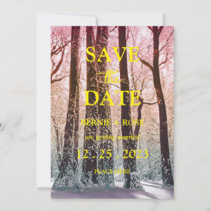 CONVITE SALVAR A DATA DA FLORESTA DE NEVE DE CASAMENTO