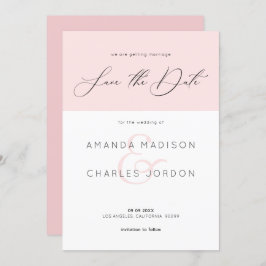 Convite Salvar a data da tipografia moderna rosa e branca