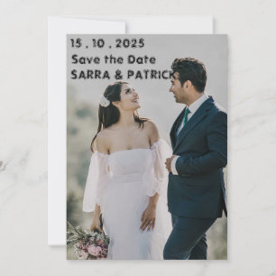 Convite Salvar a data de casamento com foto minimalista mo