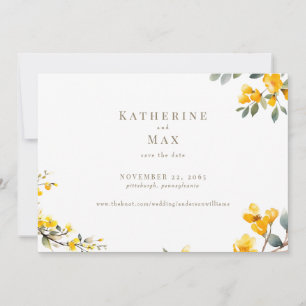 Convite Salvar a Data de Casamento Floral Amarelo Moderno