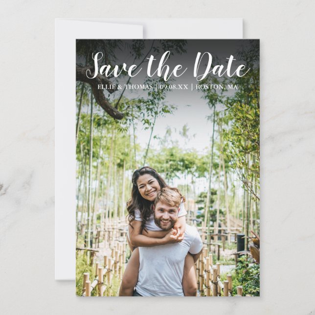 Convite Salvar a Data de Casamento Moderno Script Simples  (Frente)