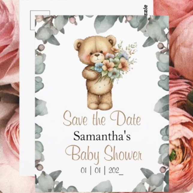 Convite Salvar a data de um Chá de fraldas Beary Cute ( It's a Boy! Save the Date for a Special Baby Shower!)