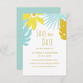 Convite Salvar a data do casamento botânico tropical verde
