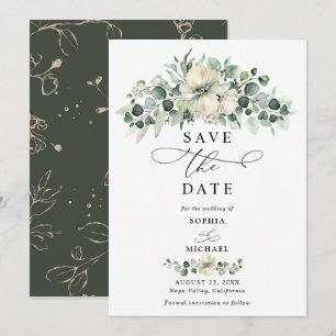 Convite Salvar a Data do Casamento com Eucalipto Verde