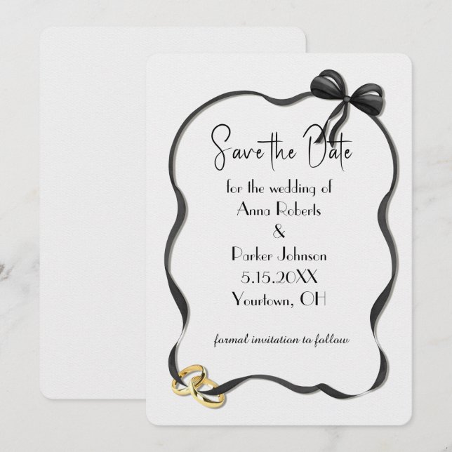 Convite Salvar a Data do Casamento Quadro em Branco (Frente/Verso)