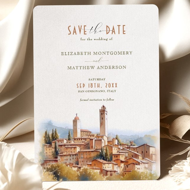 Convite Salvar a data do casamento toscano San Gimignano I (Criador carregado)