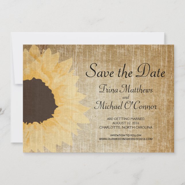 Convite Salvar a Data do Girassol Rustc (Frente)