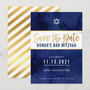 Convite SALVAR A DATA em que a cor da água azul escura é u