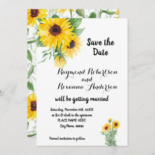 Convite Salvar a data em que SunFlowers Greenery Invitatio
