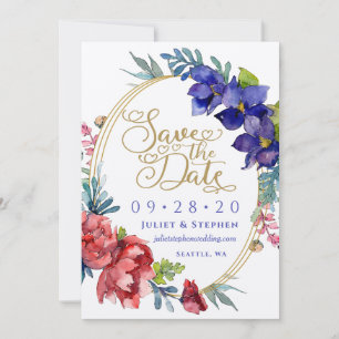 Convite Salvar a data Felicidade Aquarela Floral