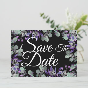 Convite Salvar a data Floral Purple Flower White - Letra b