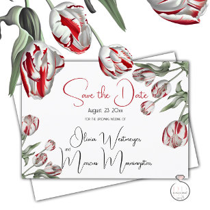 Convite Salvar a data   Floral Red & White Rembrandin Tuli