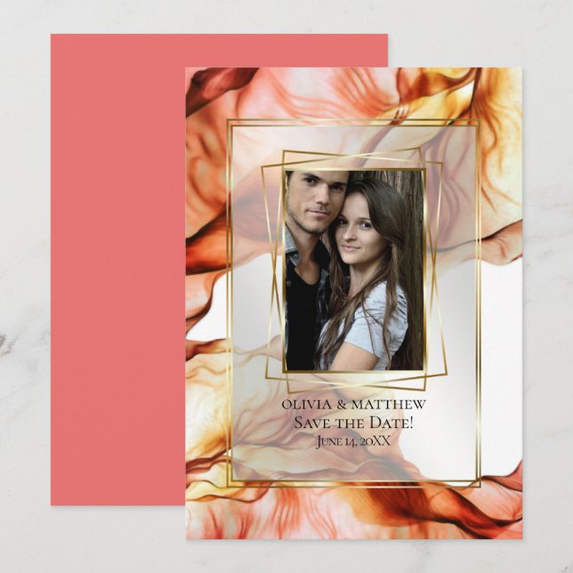Convite Salvar a data | Fotografia Frame Autumn Abstrato 3 (Frente/Verso)