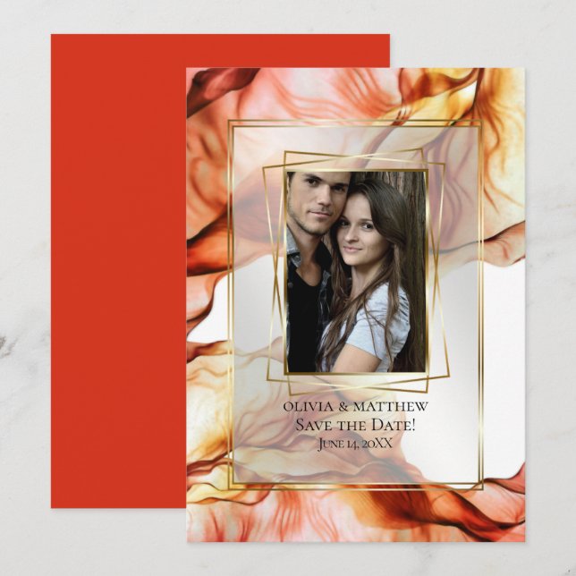 Convite Salvar a data | Fotografia Frame Autumn Abstrato 4 (Frente/Verso)