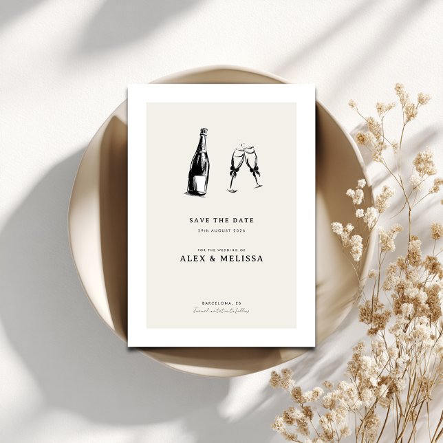 Convite Salvar a Data Moderno - Casamento Desenhado à Mão (Criador carregado)