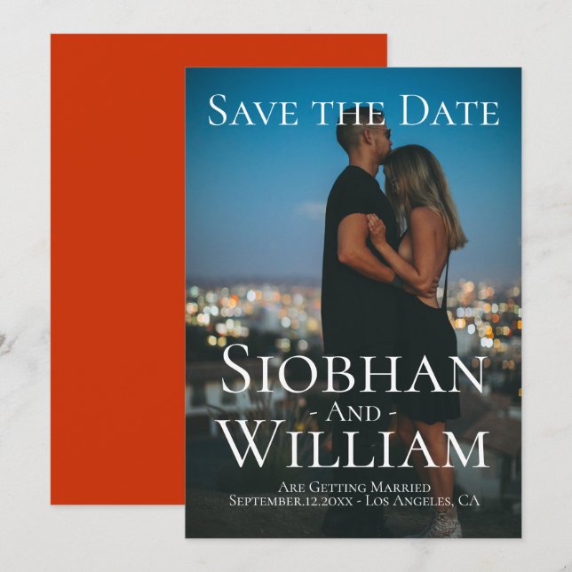 Convite Salvar a Data Moderno Foto Personalizada (Frente/Verso)