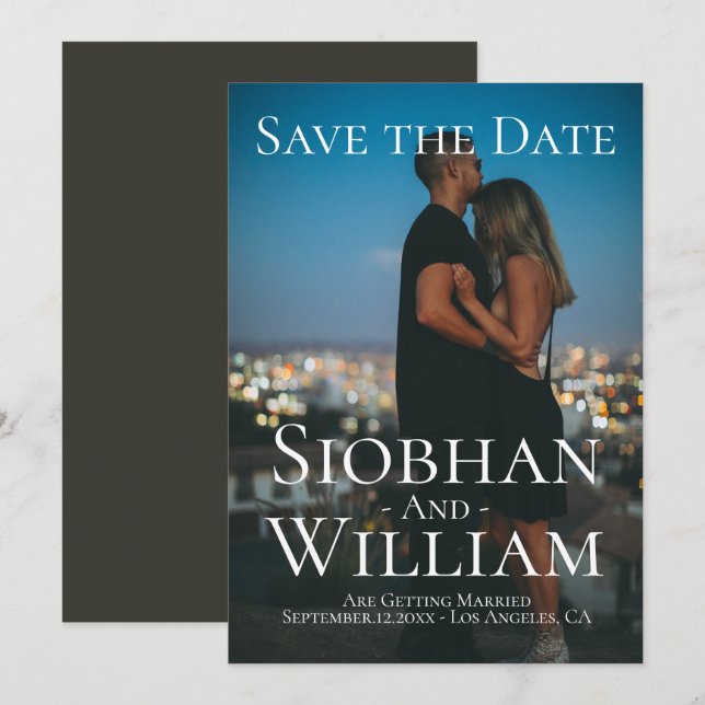 Convite Salvar a Data Moderno Foto Personalizada (Frente/Verso)