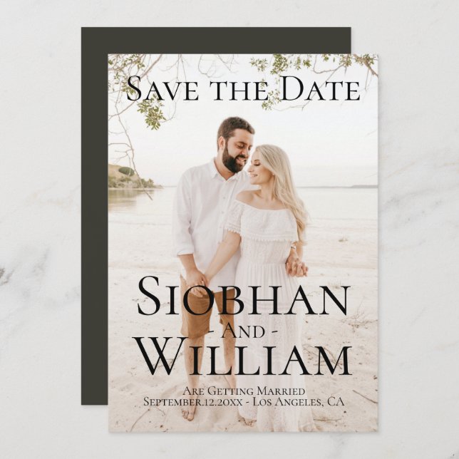 Convite Salvar a Data Moderno Foto Personalizada (Frente/Verso)