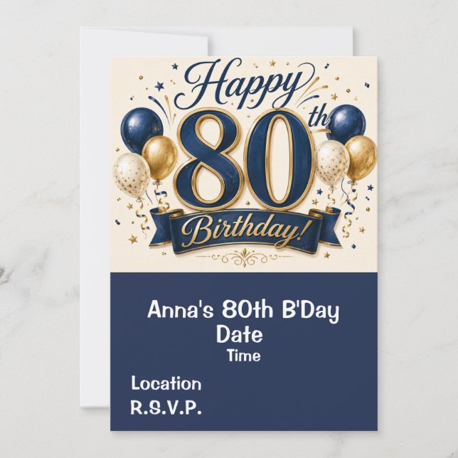 Convite Salvar a data para 80 anos  (Frente)