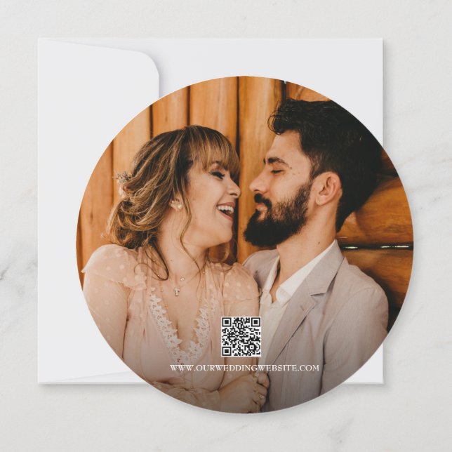 Convite Salvar a data QR code Wood Rustic Photo Wedding (Verso)