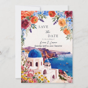 Convite Salvar a Data Santorini Grécia Destino Grego