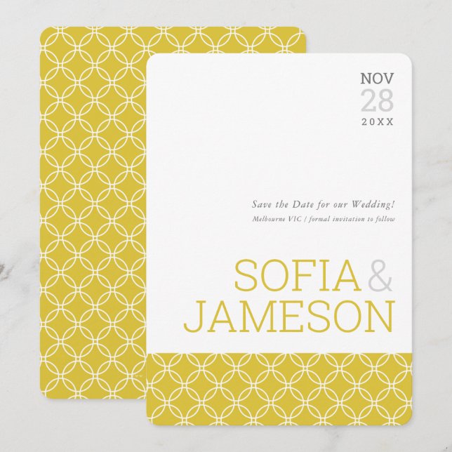 Convite SALVAR A DATA simples de mostarda moderna amarela (Frente/Verso)