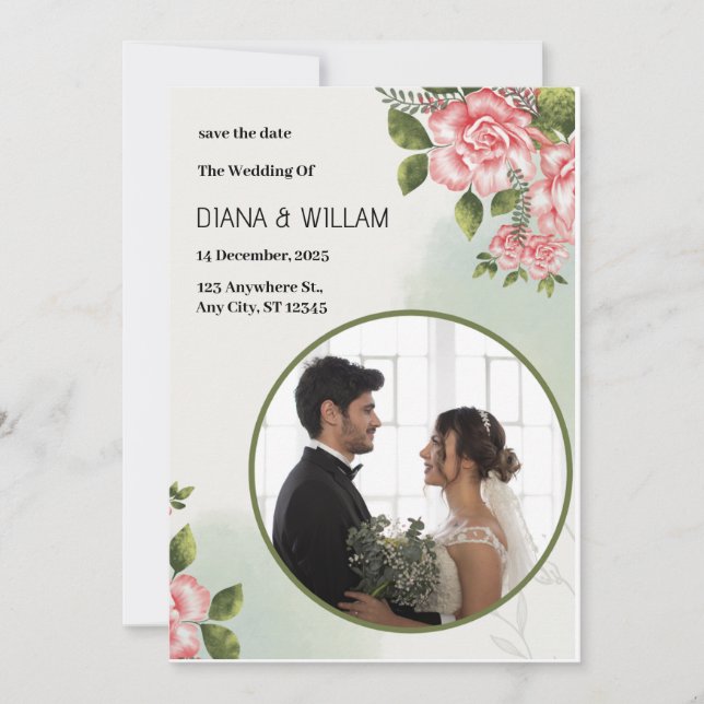 Convite Salvar a Data Verde Simples (Frente)