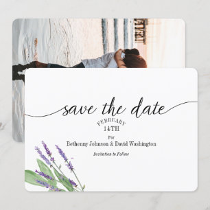 Convite Salvar a Lavanda da placa de data com aquarela