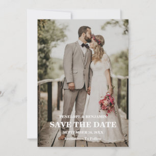 Convite Salvar Data de Casamento com Foto em Script Modern