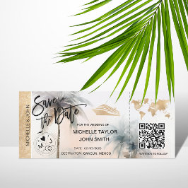 Convite Salvar Data de Embarque Mapa de Passagem Cruise Có