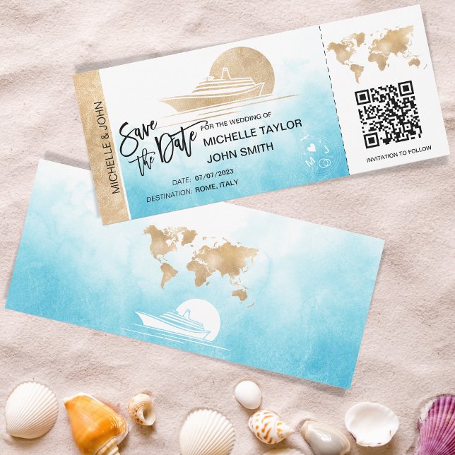 Convite Salvar Data de Embarque Mapa de Passagem de Embarq (Criador carregado)