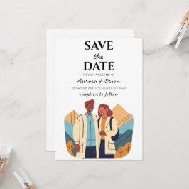 Convite salvar data do casamento de destino de viagem