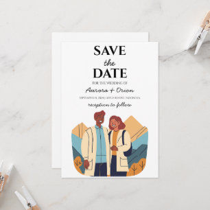 Convite salvar data do casamento de destino de viagem