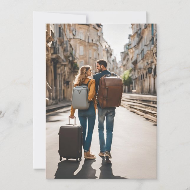 Convite salvar data do casamento de destino de viagem (Frente)