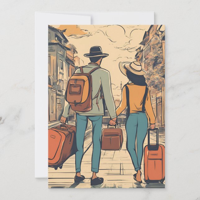 Convite salvar data do casamento de destino de viagem (Frente)
