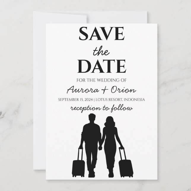 Convite salvar data do casamento de destino de viagem (Frente)