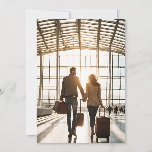 Convite salvar data do casamento de destino de viagem (Frente)